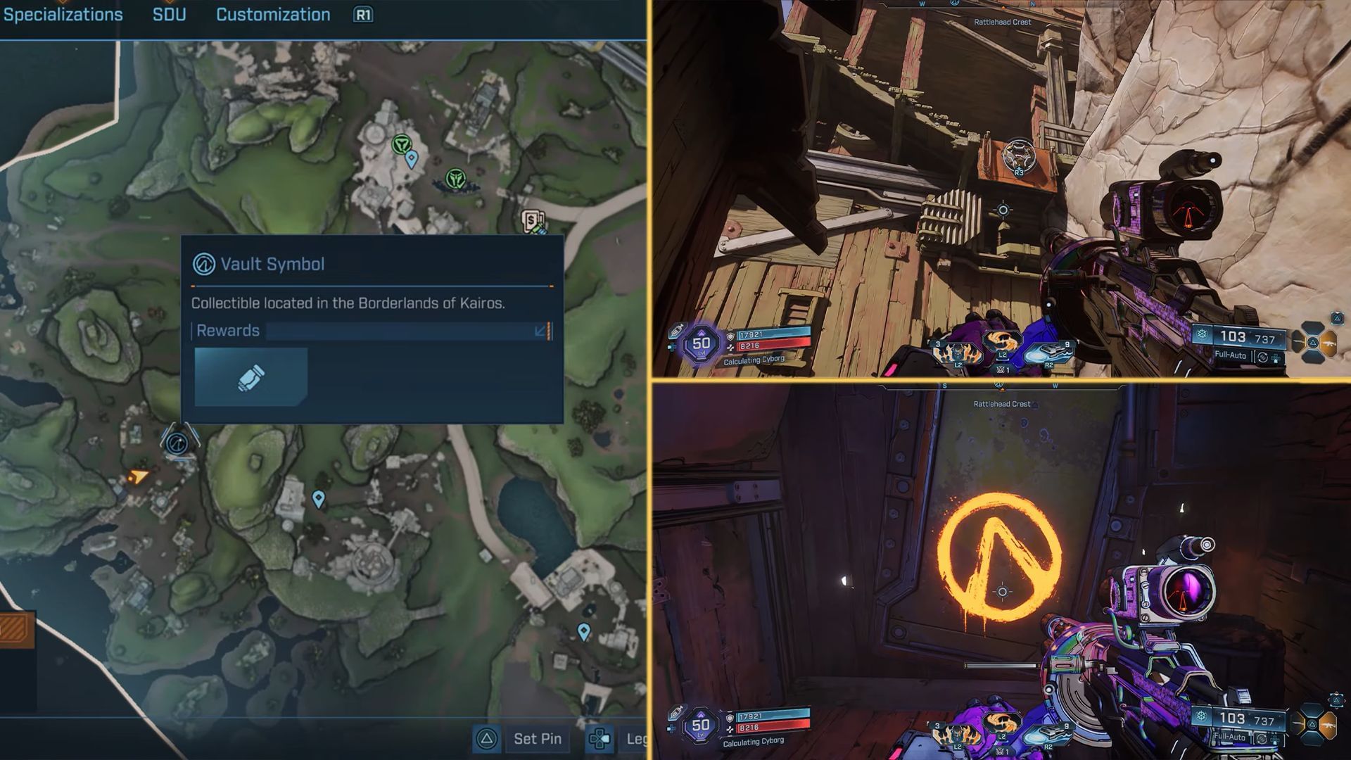The Vault Symbol is located up the red building, on the right (Image via Gearbox Software)