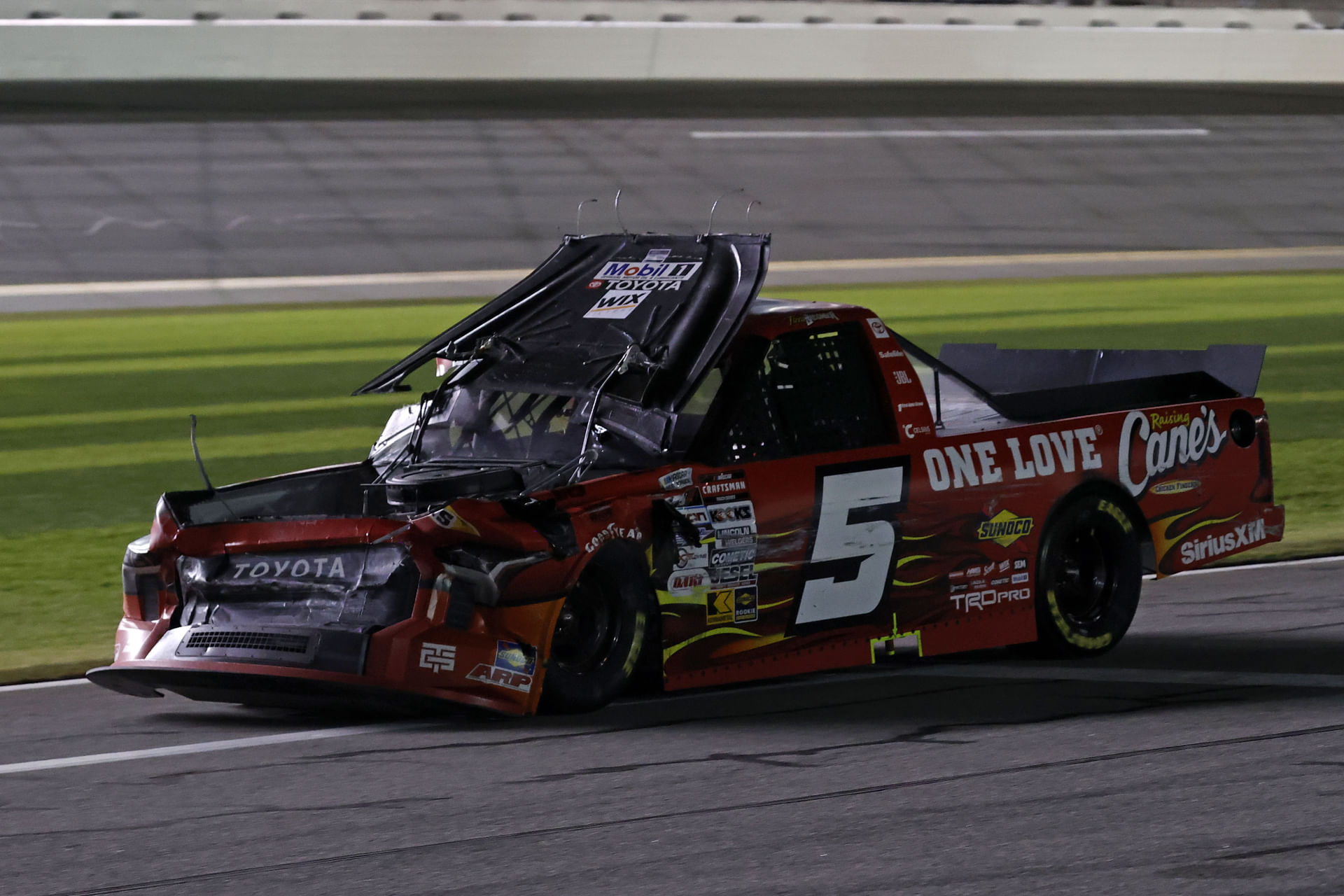 Toni Breidinger makes a pitstop after wrecking during the Fresh From Florida 250 at Daytona International Speedway - Source: Imagn