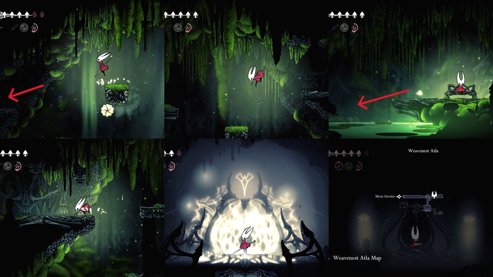 Follow the markers from the teleportation area to reach Moss Mothers in Hollow Knight Silksong (Image via Team Cherry || YouTube@/Sofa Supastar Gaming)