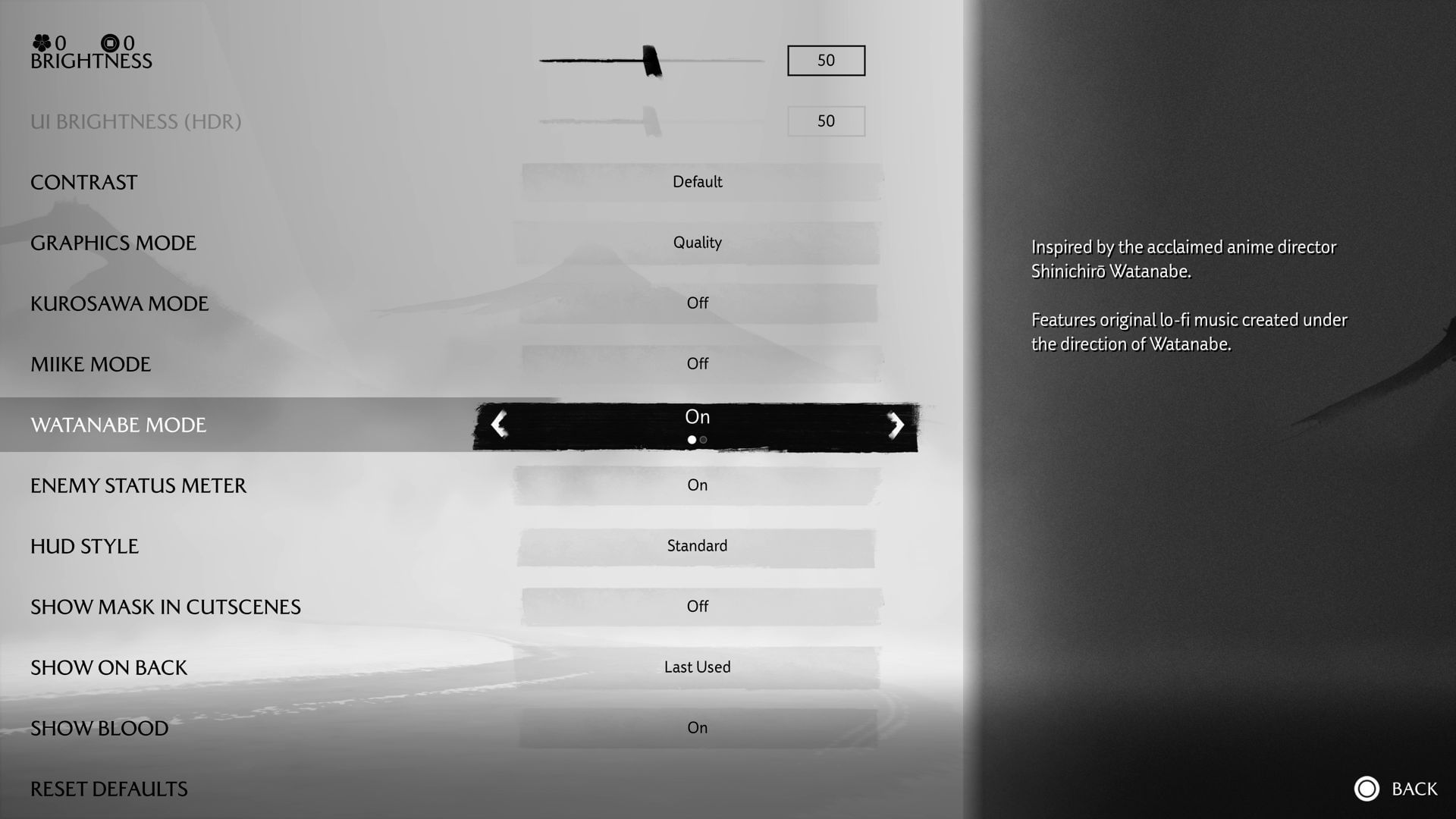 Turn on the preferred cinematic mode from Display settings (Image via Sucker Punch)