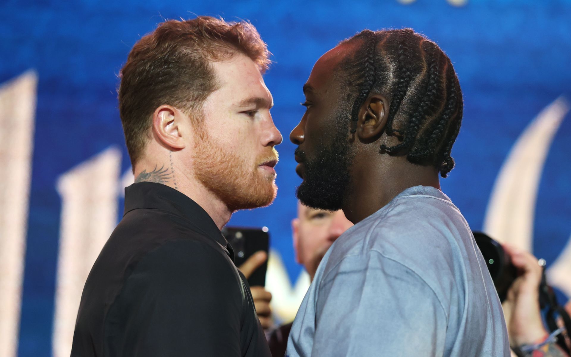 Canelo Alvarez (left) discusses the significance of Terence Crawford (right) fight. [Image courtesy: Getty Images]