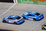 Kyle Larson drives the #5 Chevrolet, while Denny Hamlin pilots the #11 Toyota - Source: Imagn