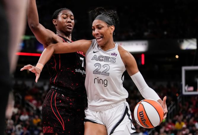 "She's defying gravity": Fever fans ridicule A'ja Wilson's alleged flopping after Aliyah Boston rocks her with bully-ball tactics