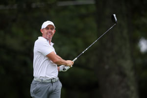 WATCH: Rory McIlroy surprises himself with a shot from the bushes at BMW PGA Championship