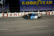Tyler Reddick (45) drives into turn two during the Cookouts Southern 500 at Darlington Raceway - Source: Imagn