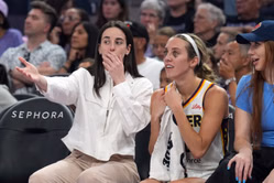 "Caitlin Clark is fed up" - WNBA fans explode as Fever star yells at referee as Lexie Hull bleeds after blatant uncalled foul