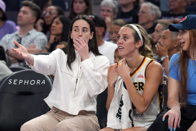 "Caitlin Clark is fed up" - WNBA fans explode as Fever star yells at referee as Lexie Hull bleeds after blatant uncalled foul