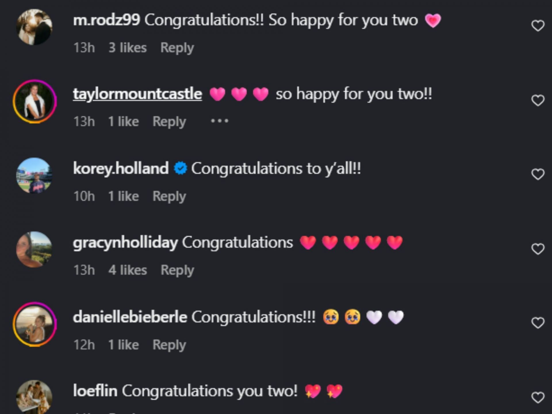 Screenshot of comments [Source: Instagram/ clairewolford]