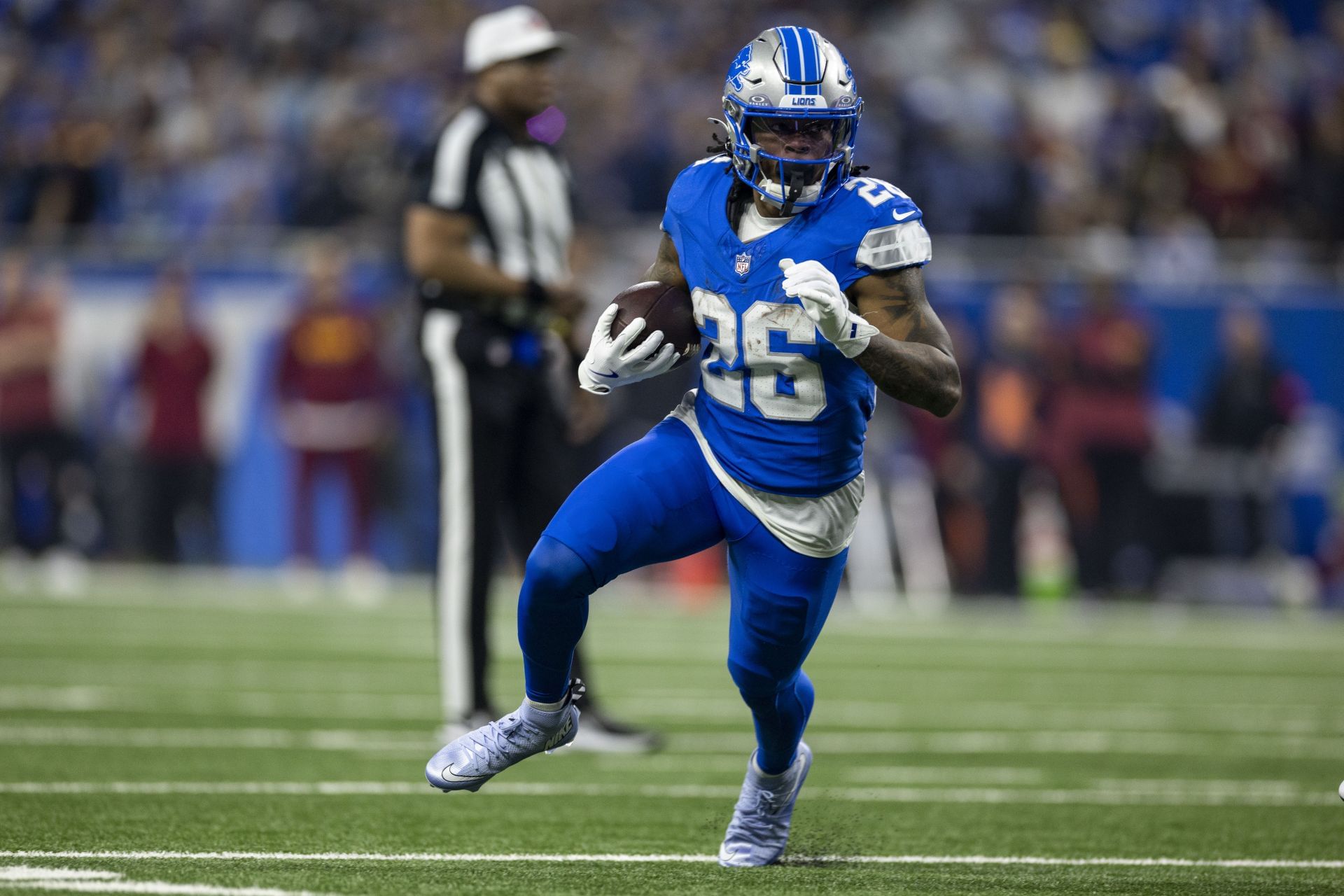 Jahmyr Gibbs at NFC Divisional Playoffs: Washington Commanders v Detroit Lions - Source: Getty