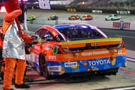 Denny Hamlin in the pits during the Bass Pro Shops night race at the Bristol Motor Speedway- Source: Imagn