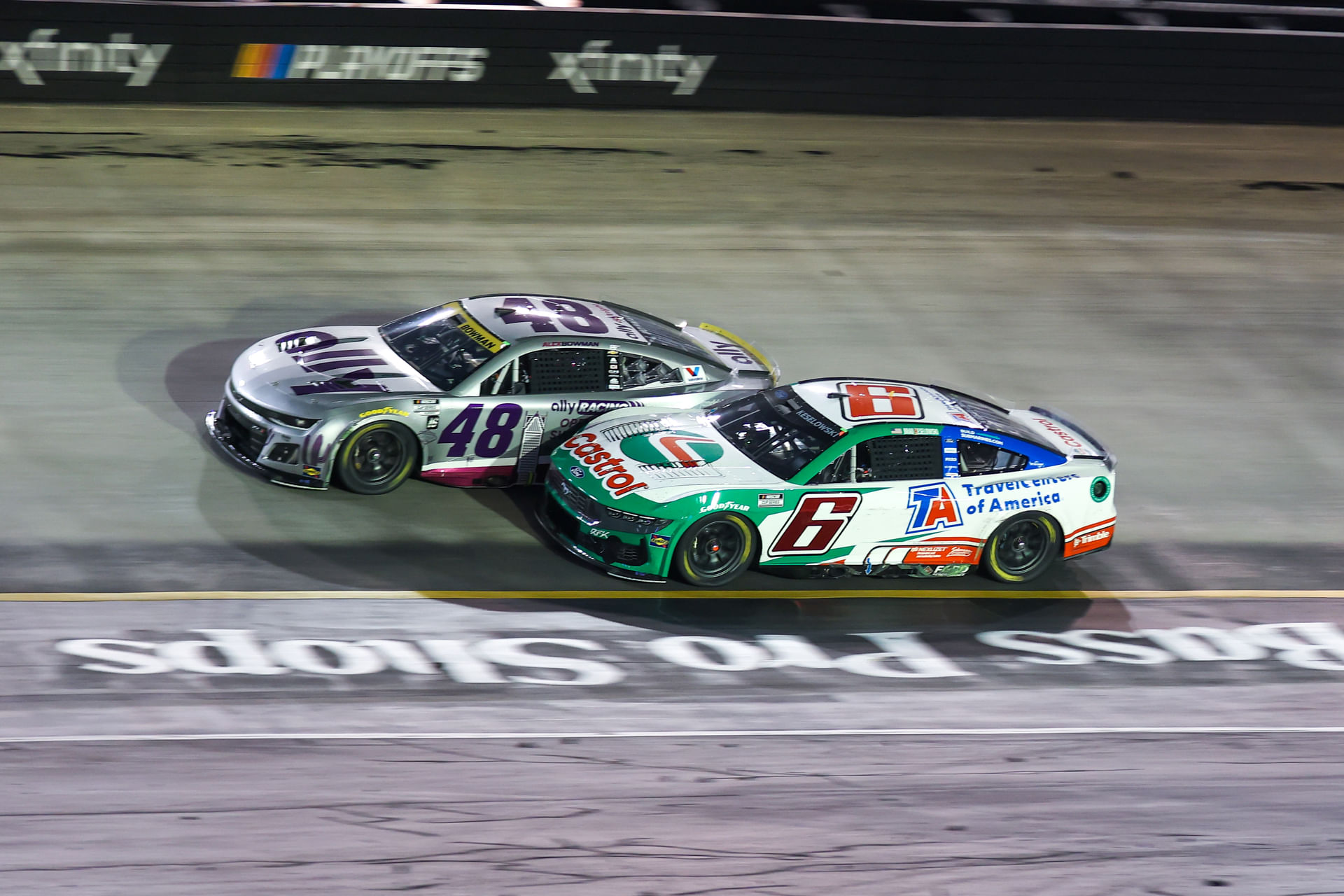 Alex Bowman (48) and Brad Keselowski (6) at Bristol Motor Speedway. Source: Imagn
