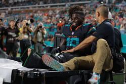 WATCH: Video of Tyreek Hill dislocating his knee goes viral after taking serious fall, Dolphins WR gets carted off the field in air cast on MNF
