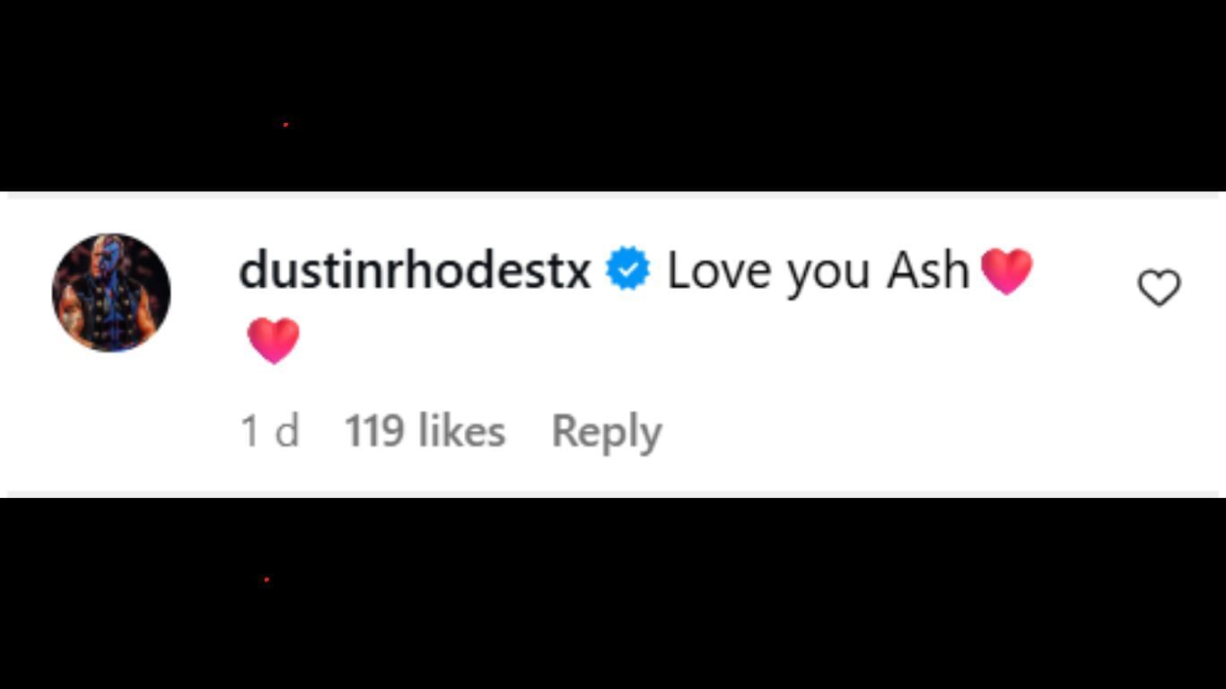 Dustin&#039;s comment [Screengrab taken from Instagram]