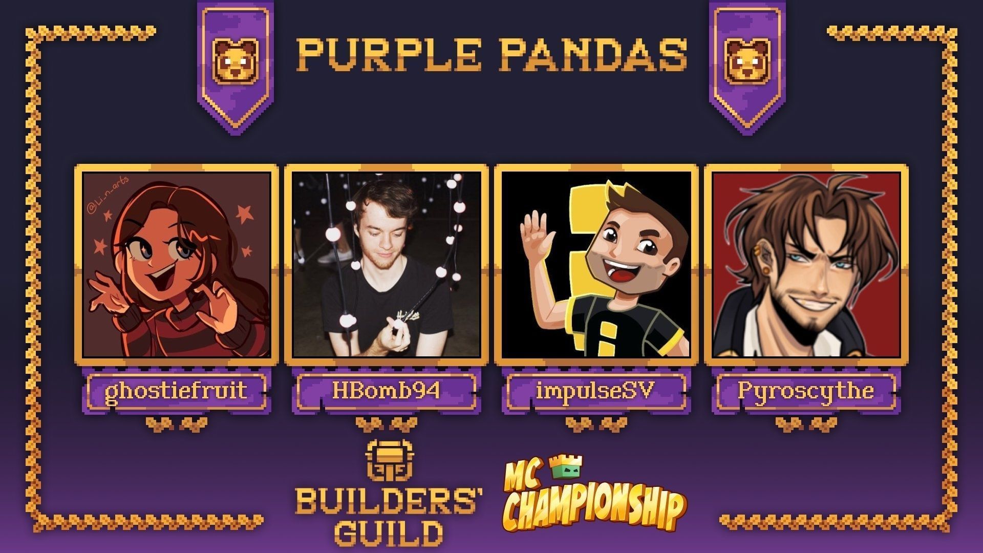 Members of the team Purple Pandas in MCC Builder&#039;s Guild (Image via X/MCChampionship)