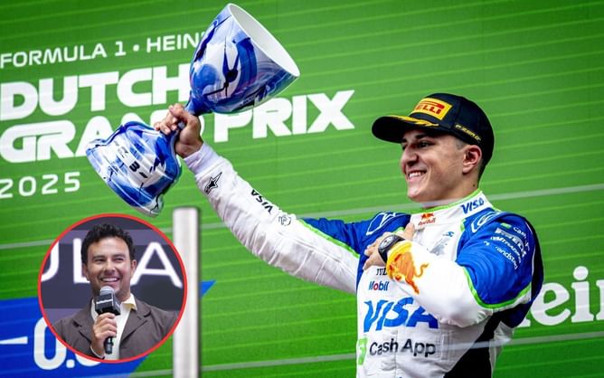 Sergio Perez drops one-word reaction to Isack Hadjar securing his first F1 podium in Dutch GP