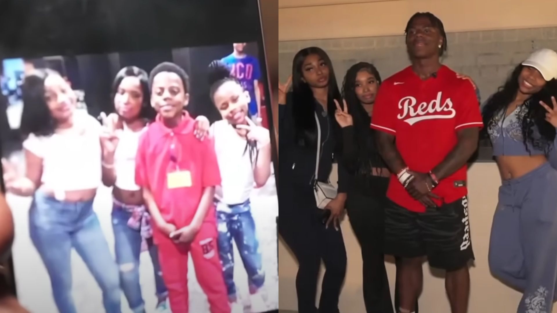 IShowSpeed recreates a childhood photo (Images via Live Speedy/YouTube)
