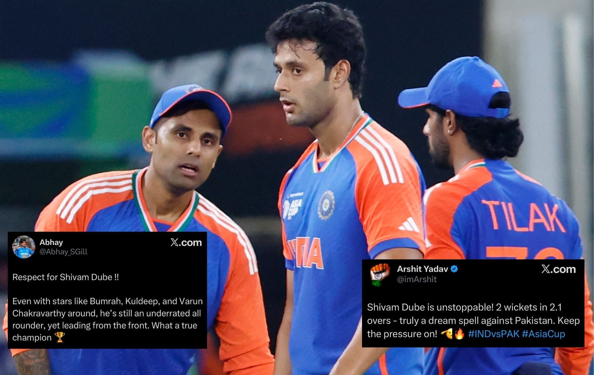 Shivam Dube claimed two crucial wickets. (Pics: X/@BCCI/@Abhay_SGill/@imArshit).