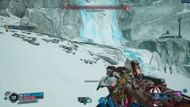 Pass the frozen waterfall to find the first crossing (Image via 2K | YouTube/ZaFrostPet)