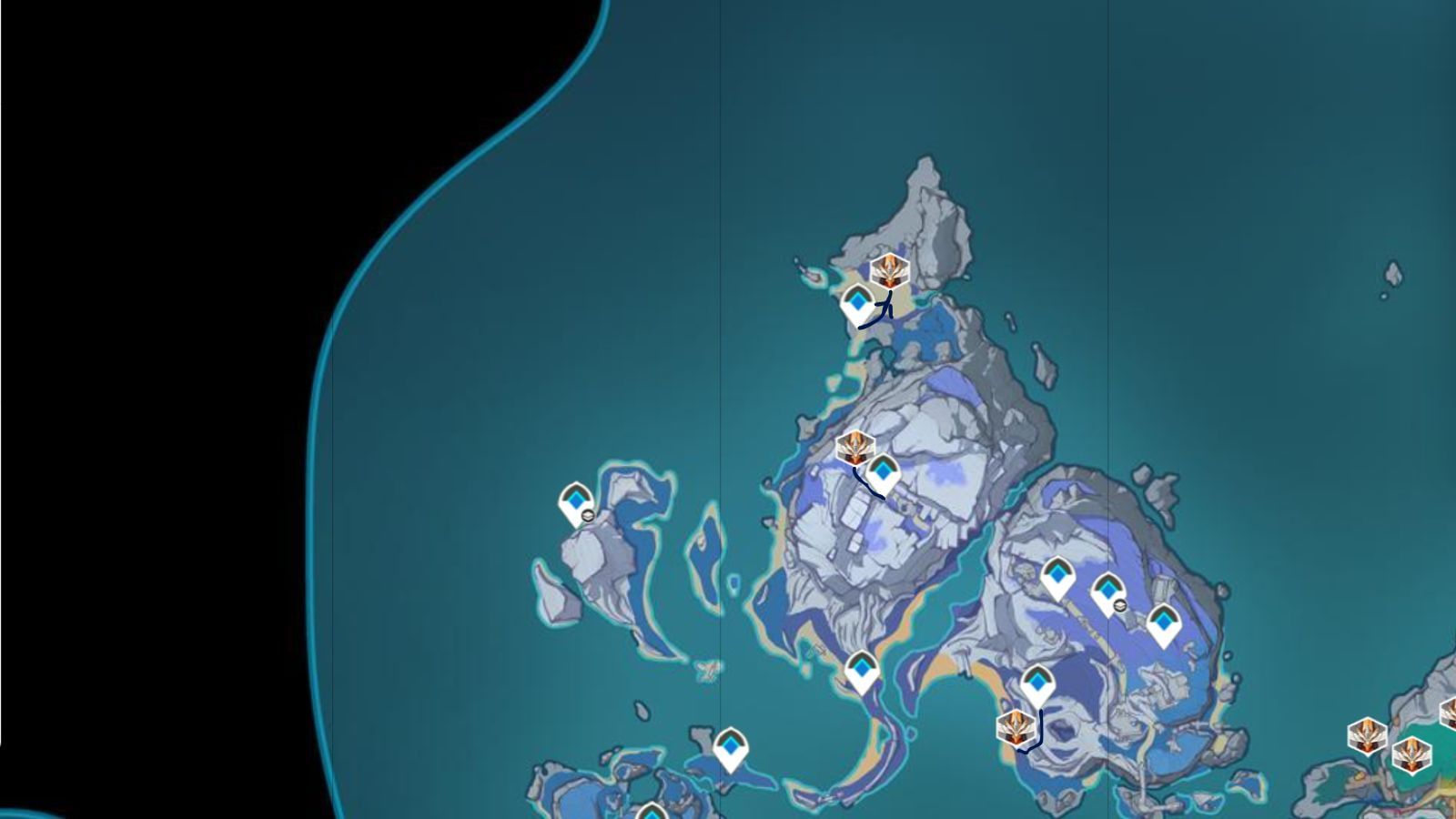 Locations of all Frostnight Scion enemies on Hiisi Island (Image via Sportskeeda Gaming || HoYoverse)