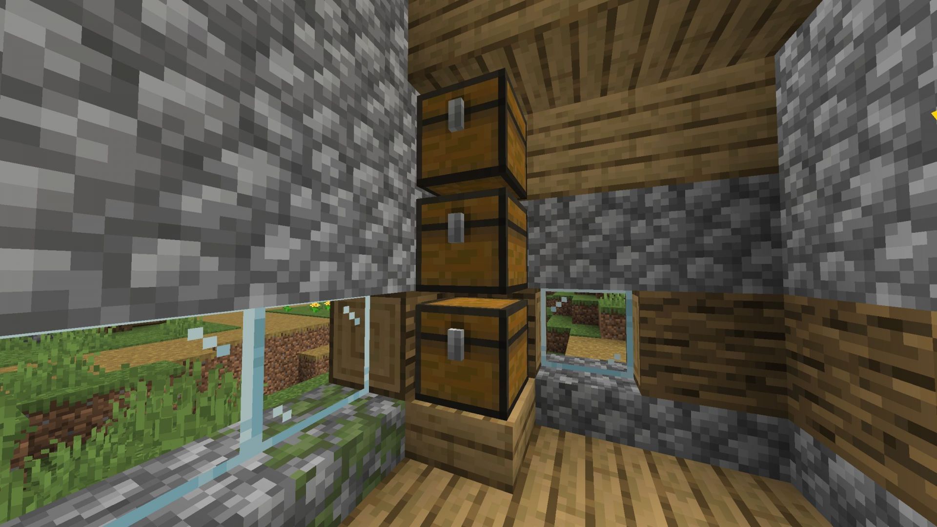 Chests can be stacked on top of one another to create a wardrobe (Image via Sportskeeda Gaming || Mojang Studios)