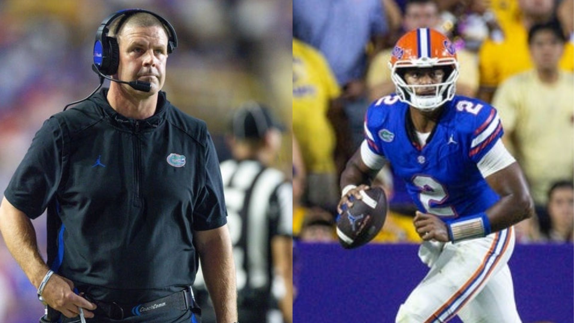Florida coach Billy Napier (left) and quarterback DJ Lagway (right) (Image Source: IMAGN)