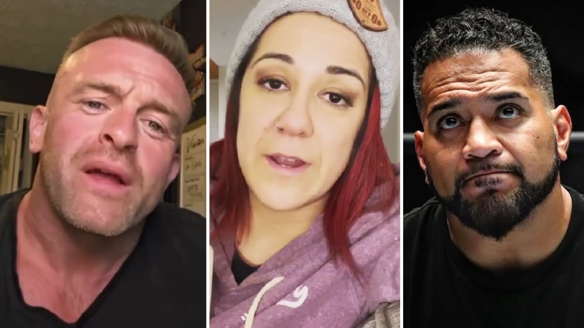 Nick Aldis (left), Bayley (middle), Tonga Loa (right) [Image credits: WWE