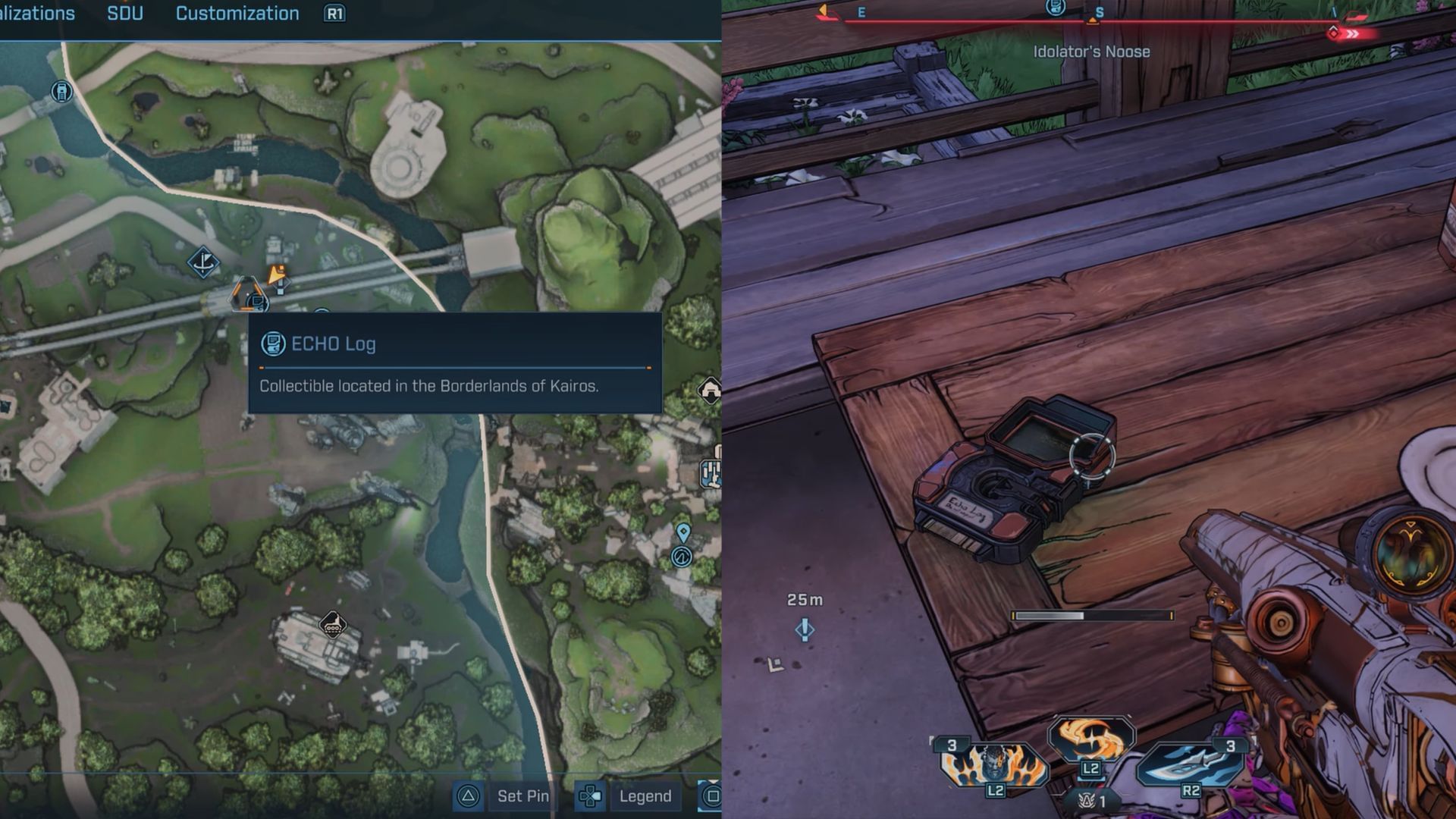 The ECHO log is located on the deck of the restaurant (Image via Gearbox Software)