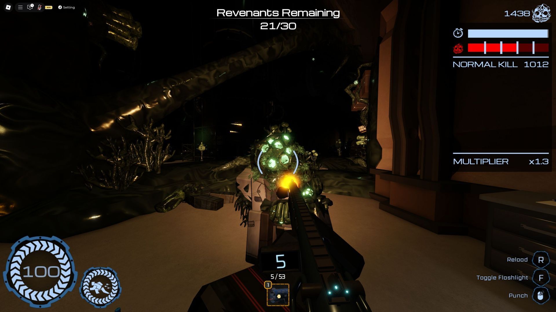 Take down Revenants using your trusty Shotgun and clear out the facility (Image via Roblox)