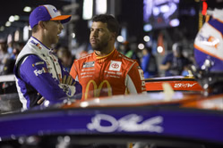 "Anything can happen": Denny Hamlin comments on Bubba Wallace-Tyler Reddick's promising result in playoff opener