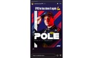 Sophie Kumpen's Instagram story congratulating Max Verstappen on clinching the pole position for the 2025 Azerbaijan GP | Source: Instagram/@sophiekumpen
