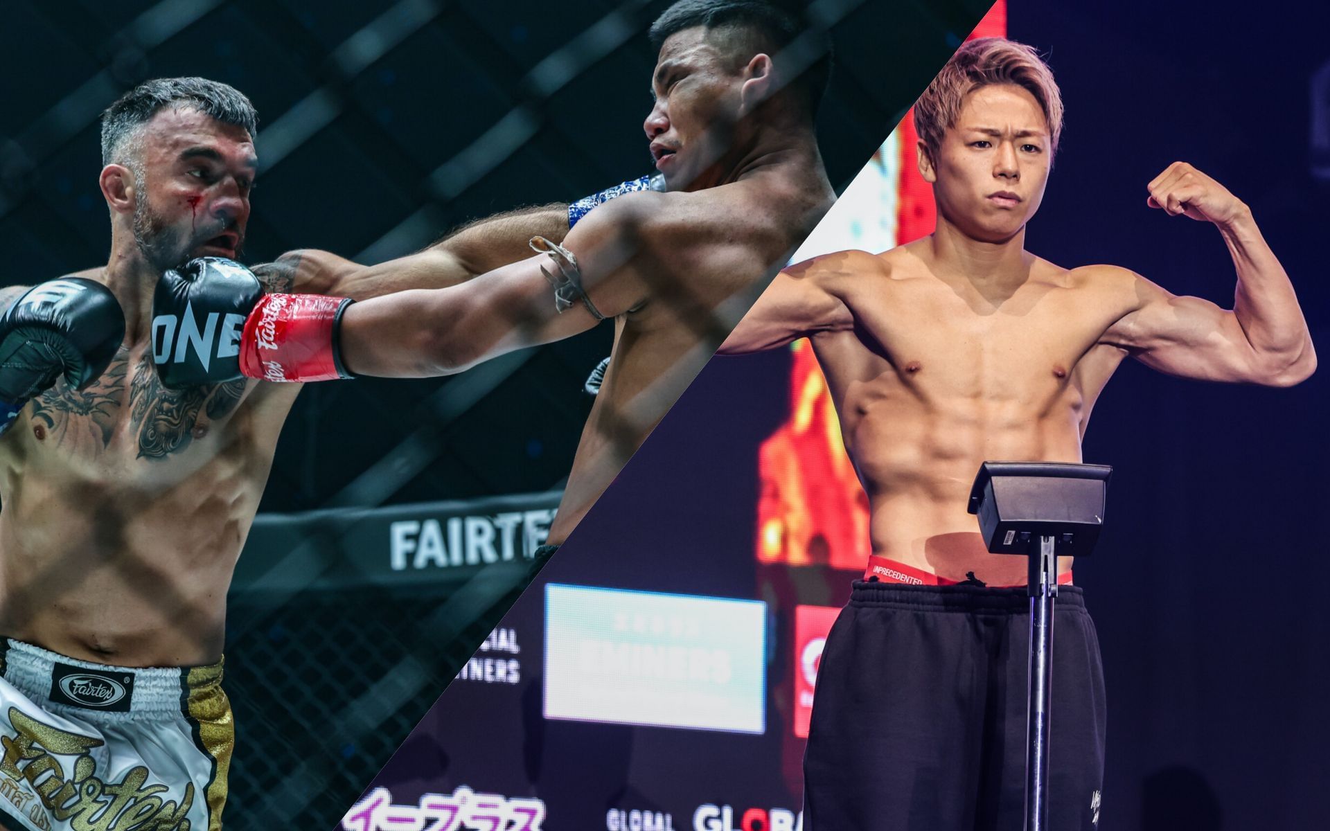 Denis Puric vs Rodtang (L) Takeru (R) | Photo by ONE Championship