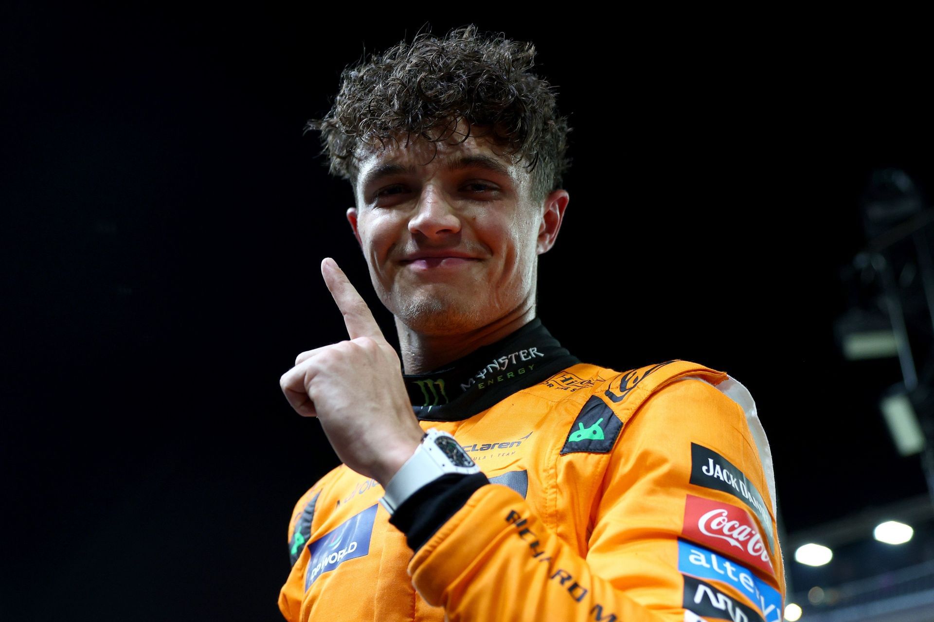 McLaren&#039;s Lando Norris after qualifying on pole position for the 2024 F1 Grand Prix of Singapore - Source: Getty