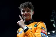 McLaren's Lando Norris after qualifying on pole position for the 2024 F1 Grand Prix of Singapore - Source: Getty