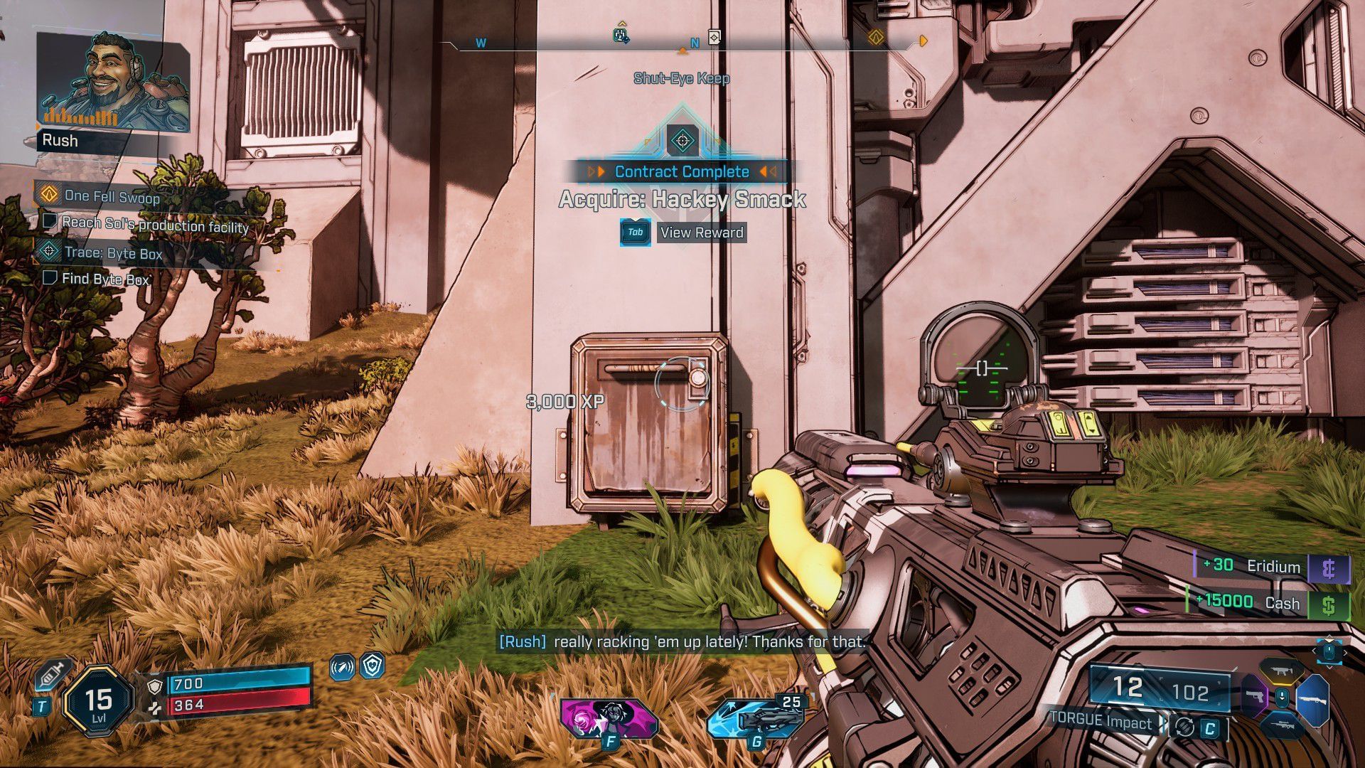The Hackey Smack need to be dropped off in the chute outside the safehouse (Image via Gearbox Software)