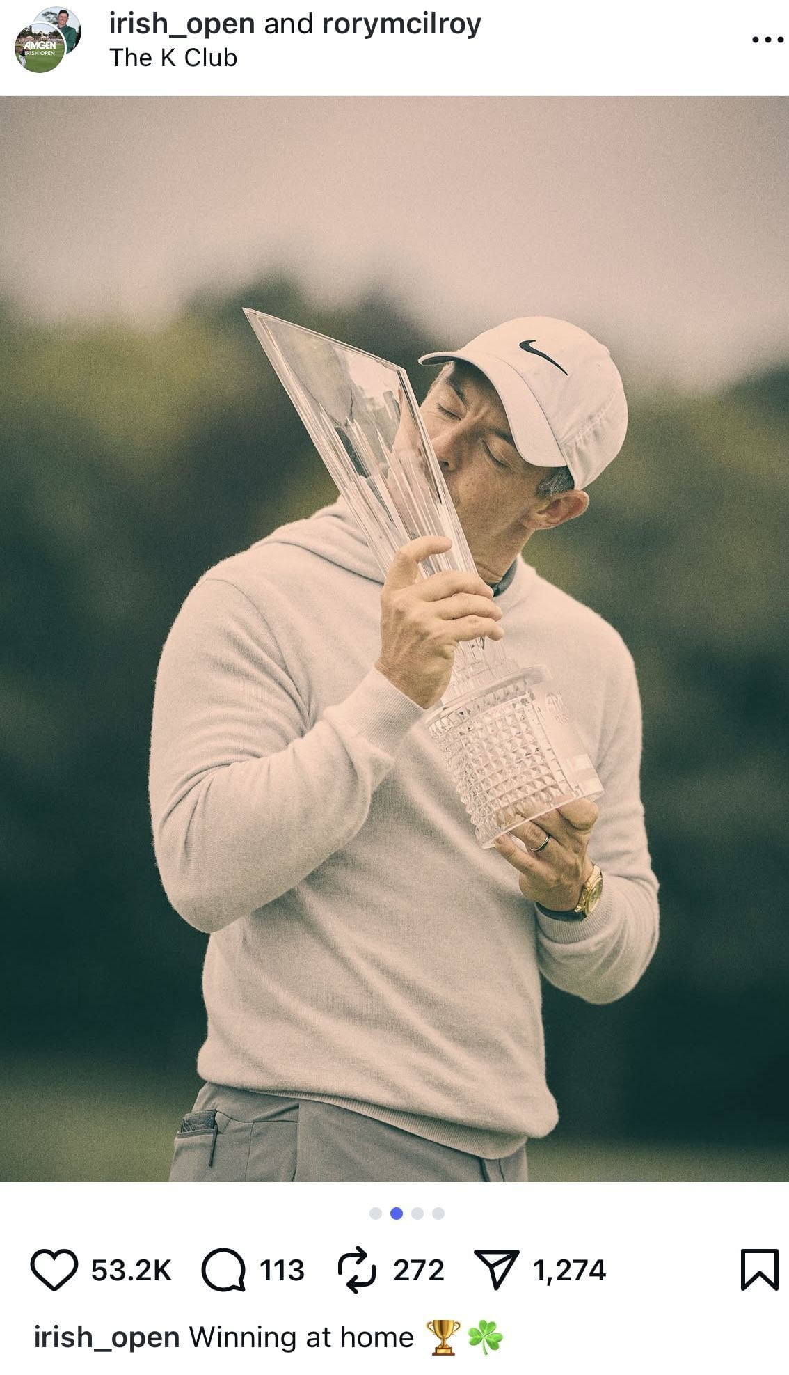 Rory McIlroy wins the 2025 Amgen Irish Open _ Image Source: Instagram/@rorymcilroy