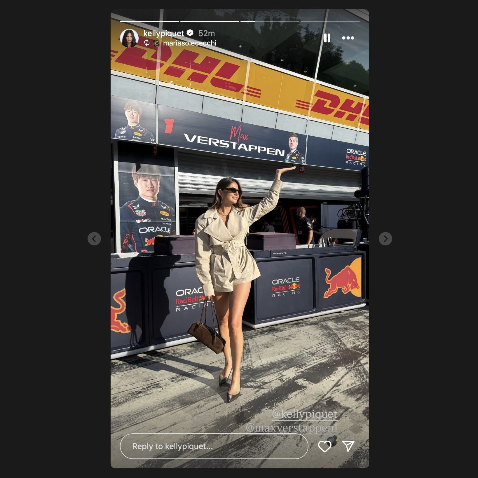 Screen grab via Kelly Piquet&#039;s Instagram story [via Instagram/@kellypiquet]