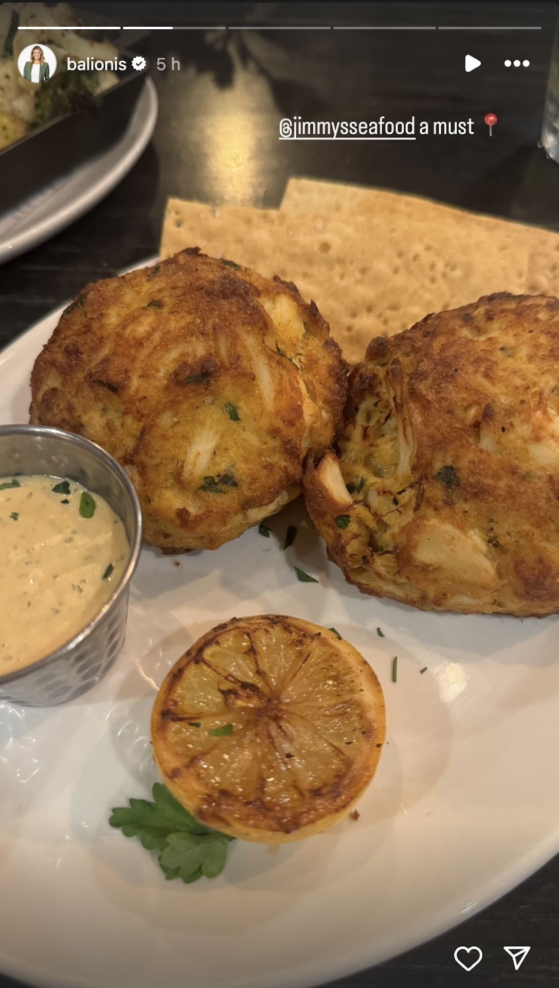 Amanda Balionis indulges in Maryland&#039;s delicacy (Image via Instagram @balionis)