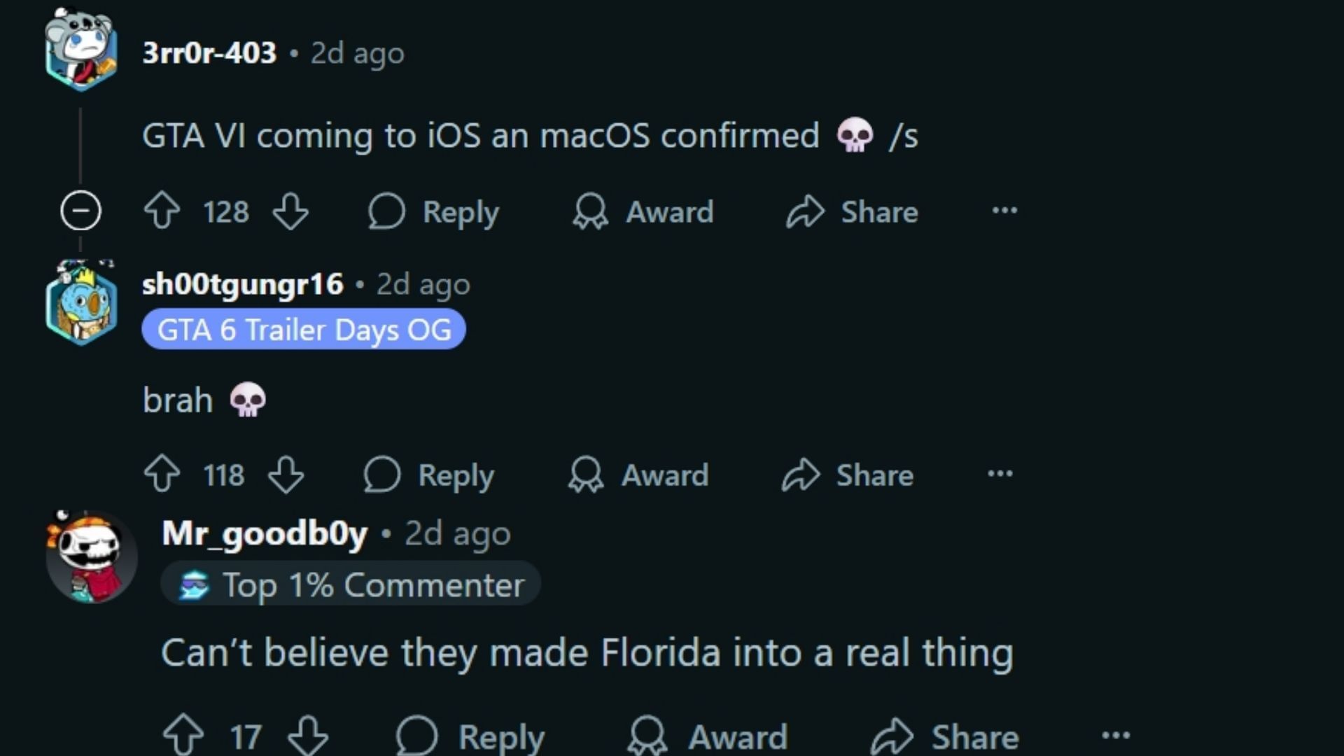 Other fans reacted to the hilarious question about GTA 6&#039;s potential release on iPhones (Image via Reddit)