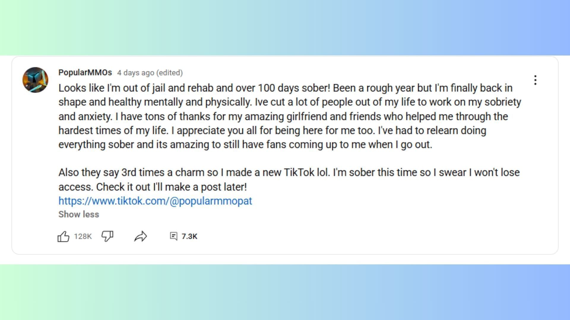 Minecraft YouTuber PopularMMOs provides update after year-long silence (Image via YouTube/@PopularMMOs)