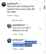 Jace Jung's reaction to Josh and Kaylee's picture..(Via Instagram)