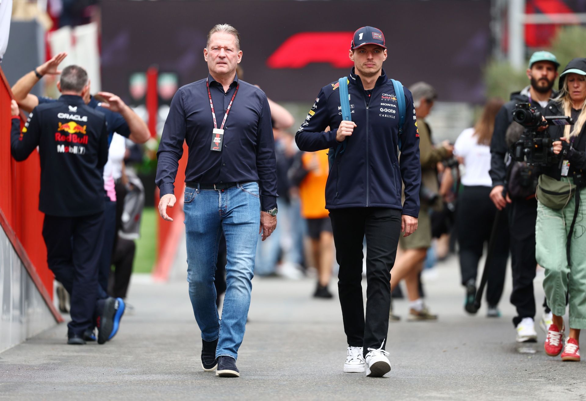 Max Verstappen arriving at the Azerbaijan Grand Prix with father Jos Verstappen - Source: Getty