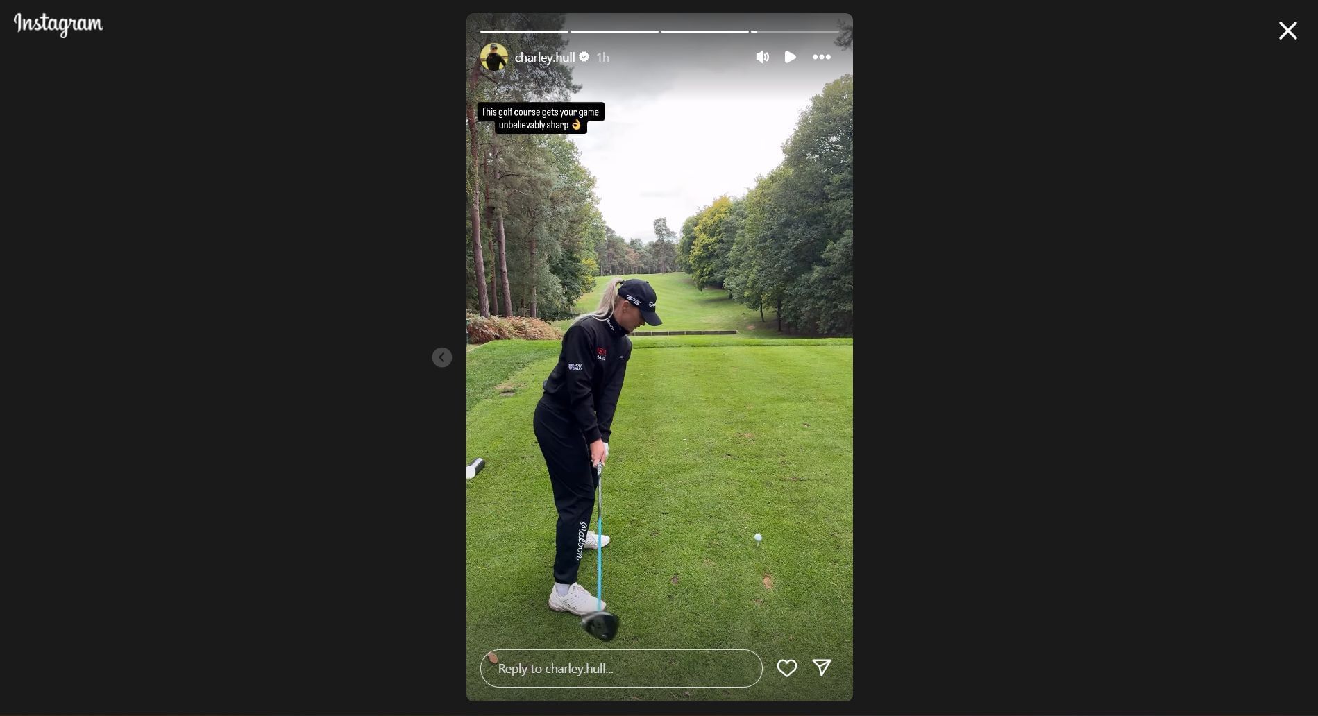 Still taken from Charley Hull&#039;s Instagram story (Image Credit: Instagram @charley.hull)