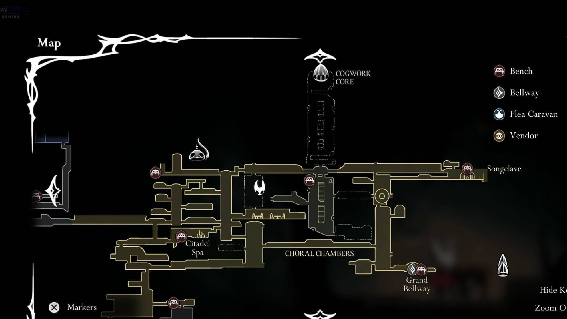 Start from this location in Citadel (Image via Team Cherry || YouTube@Game Guides Channel)