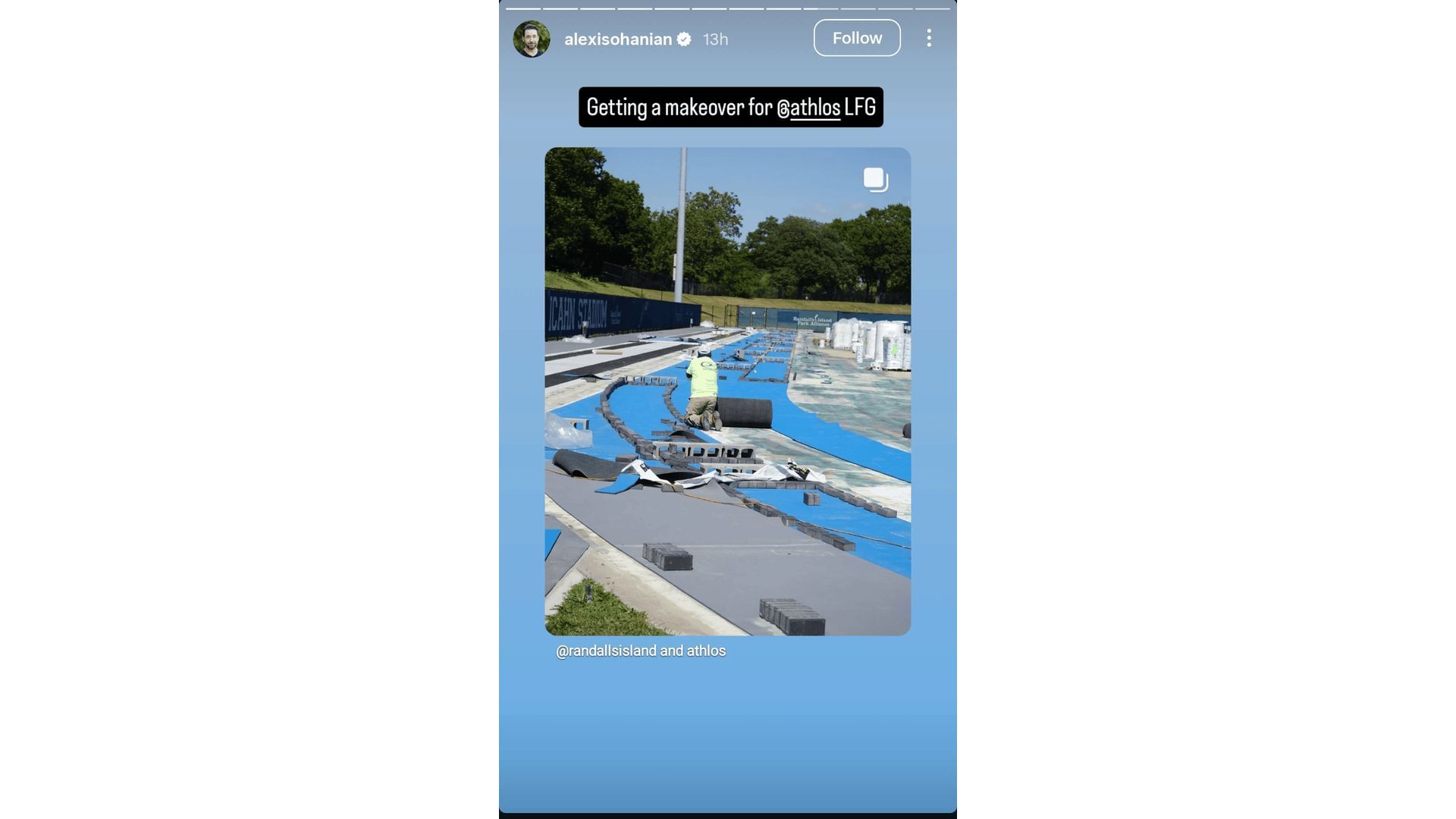 Screenshot of Ohanian&#039;s story feat update for Athlos (Image via: @alexisohanian on IG)