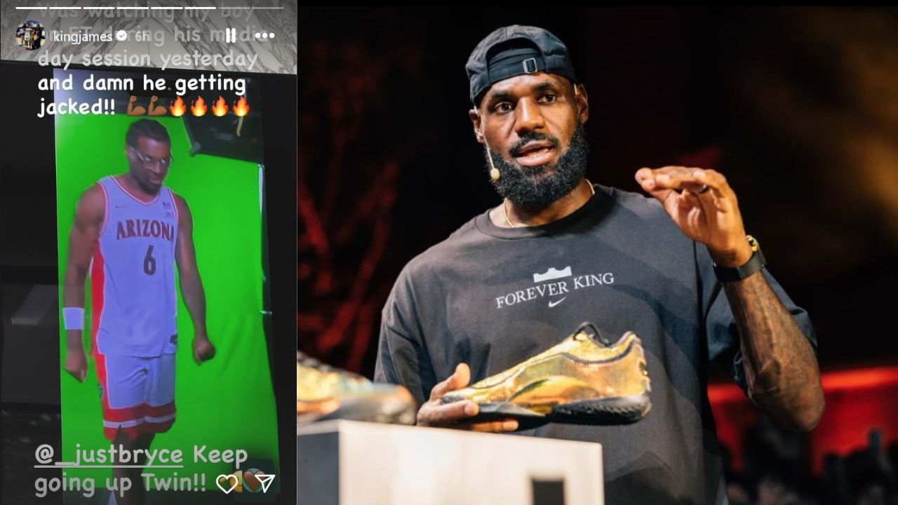 &quot;Damnn he getting jacked&quot; - LeBron James blown away by son Bryce James