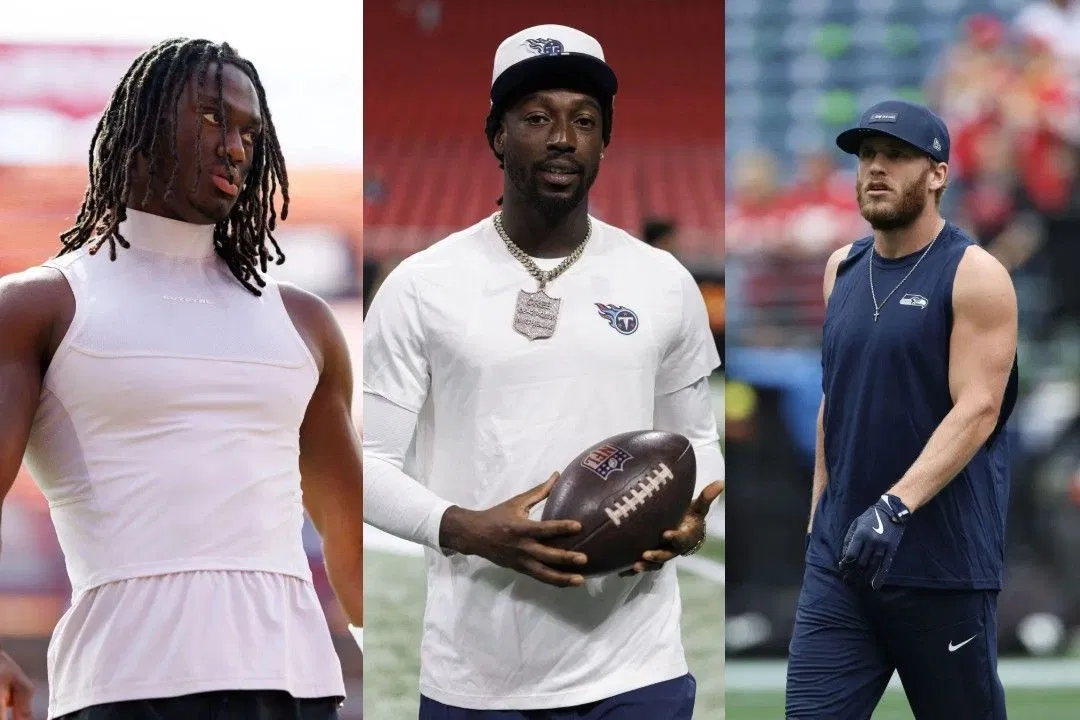 Marvin Harrison Jr., left, Calvin Ridley, middle, Cooper Kupp, righ