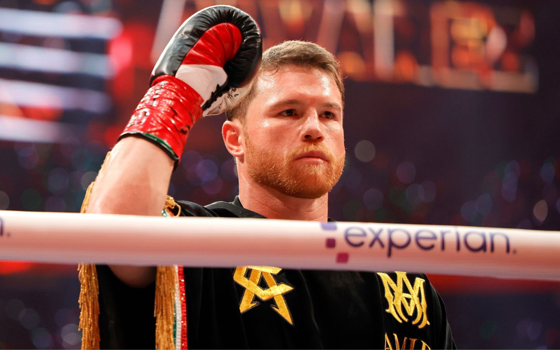 Canelo Alvarez (pictured) while making his ring walk for his fight against Terence Crawford. [Image courtesy: Getty Images]