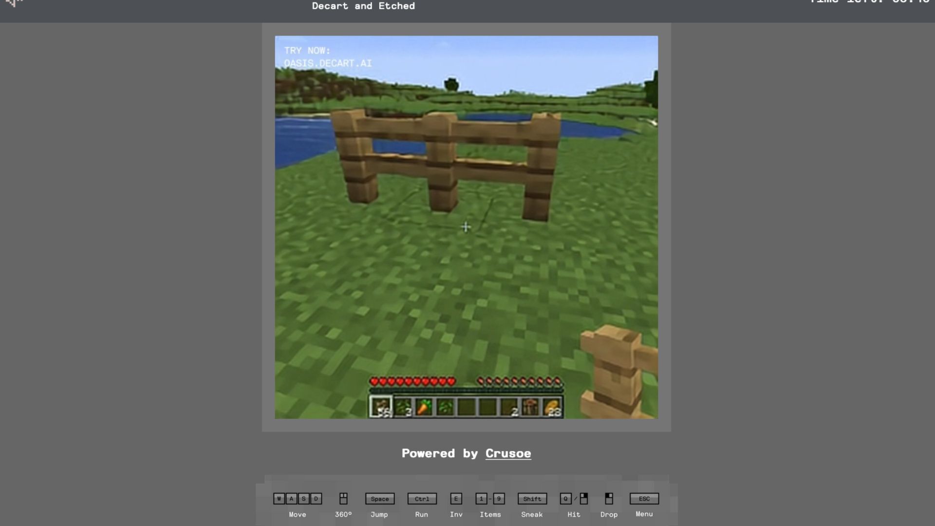 The game running on the older Oasis model (Image via DecartAI)