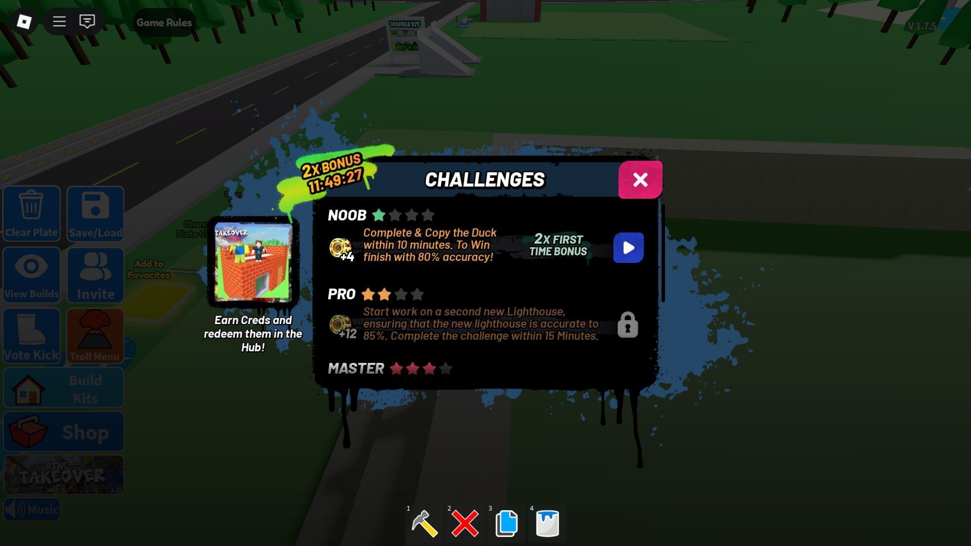 The Takeover challenges (Image via Roblox)