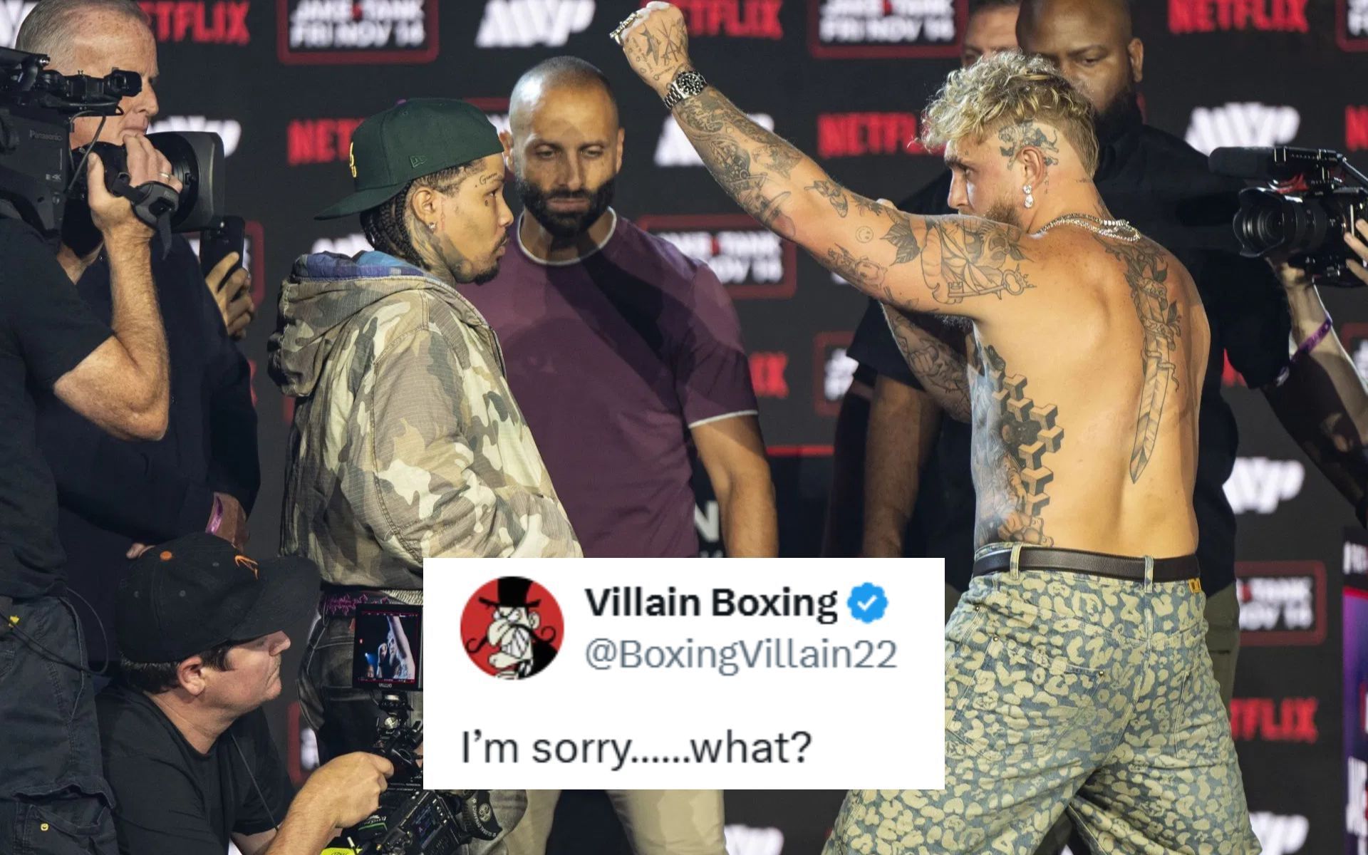 Fans react to a fake clip of Jake Paul (right) and Gervonta Davis (left). [Image courtesy: Getty]